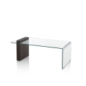 Tavolino da salotto in vetro curvato e legno 110x55x42cm Feng S Offerta