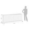 Credenza mobile buffet cucina 4 ante cannettate 238x50x83cm Budapest BF 