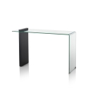 Consolle moderna da ingresso in legno e vetro curvato 120x40x75cm Feng M Sconti