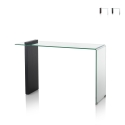 Consolle moderna da ingresso in legno e vetro curvato 120x40x75cm Feng M Promozione
