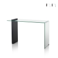 Consolle moderna da ingresso in legno e vetro curvato 120x40x75cm Feng M Promozione