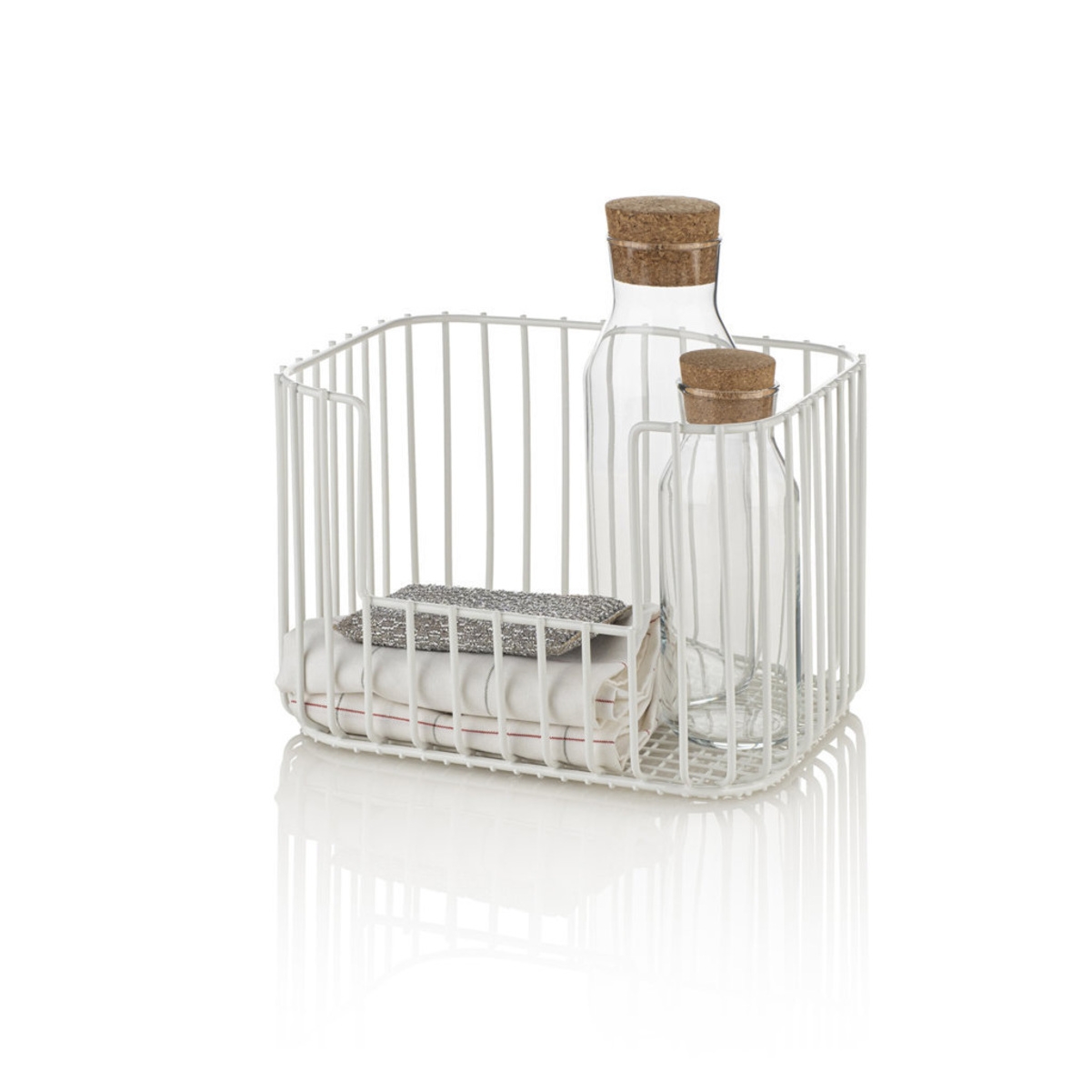 Cestino porta oggetti impilabile organizer bianco moderno Kinzo Promozione Cestino porta oggetti impilabile organizer bianco moderno Kinzo Promozione
