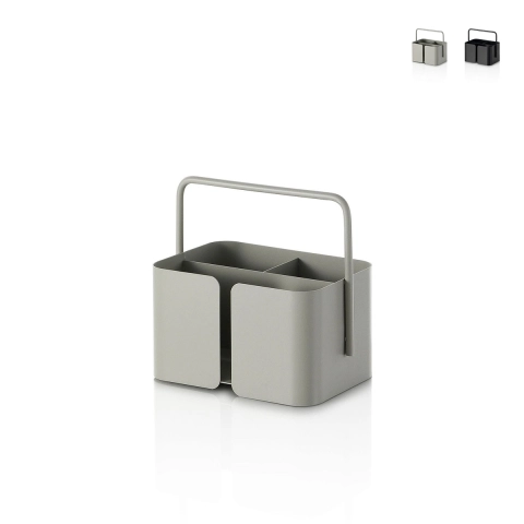 Portaoggetti organizer contenitore in metallo opaco con 3 vani Kogi S Promozione