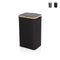 Cesto porta biancheria in legno bamboo e tessuto Mark Promozione