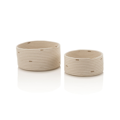 Set 2 cestini portaoggetti in cotone intrecciato Omar Promozione