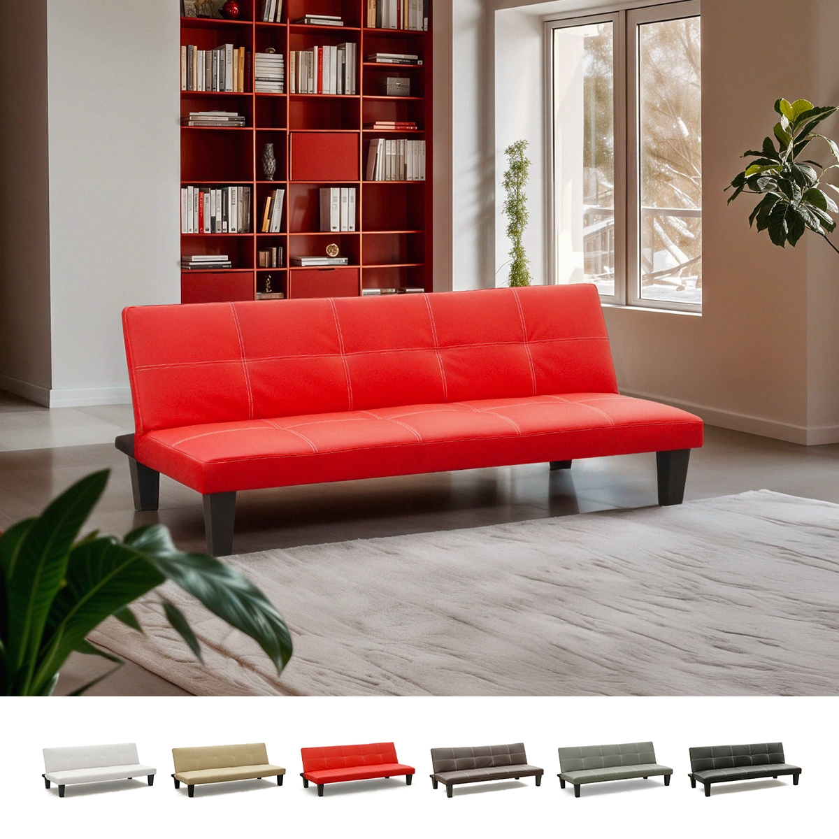 Divano letto pronto letto 3 posti in similpelle economico Topazio Divano letto pronto letto 3 posti in similpelle economico Topazio