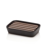 Set accessori da bagno ceramica nero opaca e legno di noce Rodi Saldi
