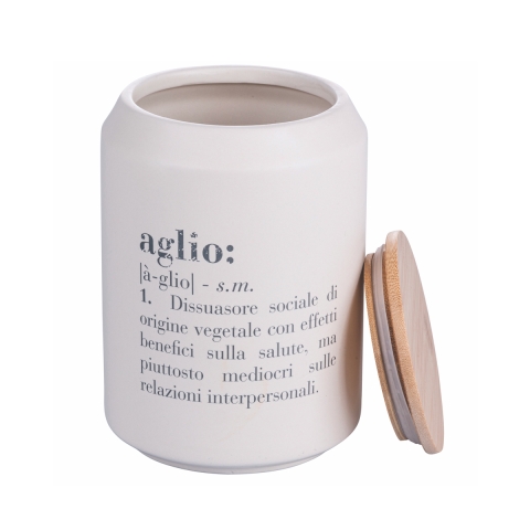 Barattolo aglio in gres bianco con coperchio 1,6L Victionary D Promozione