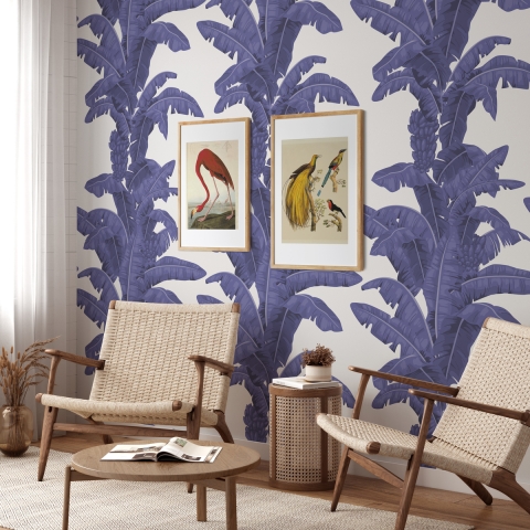 Carta da parati per camera da letto salotto floreale Palme Bianca e Blu Promozione