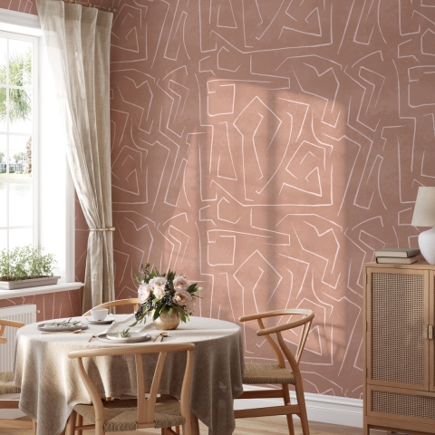 Carta da parati adesiva design geometrico rosa e bianco Graffiti Promozione