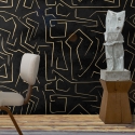 Carta da parati moderna artistica design geometrico nero dorato Graffiti Offerta