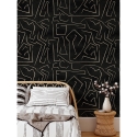 Carta da parati moderna artistica design geometrico nero dorato Graffiti Sconti