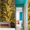 Carta da parati florale oro per bagno camera da letto Foglie di Banano Offerta