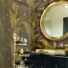 Carta da parati florale oro per bagno camera da letto Foglie di Banano Vendita