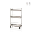 Carrello portavivande in metallo con ruote e 3 ripiani Tris Promozione