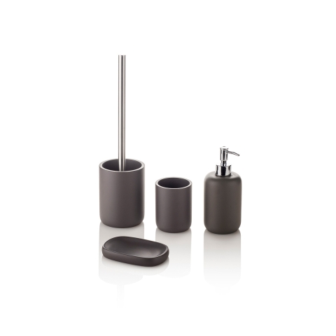 Set accessori bagno dispenser bicchiere portasapone portascopino grigio Zara Promozione