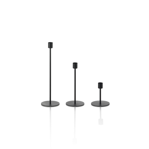 Set 3 porta candele in metallo nero stile minimal Zen Promozione