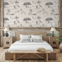 Carta da parati vintage animali giungla beige per testata letto Safari Promozione