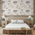 Carta da parati vintage animali giungla beige per testata letto Safari Promozione