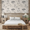 Carta da parati vintage animali giungla beige per testata letto Safari Promozione