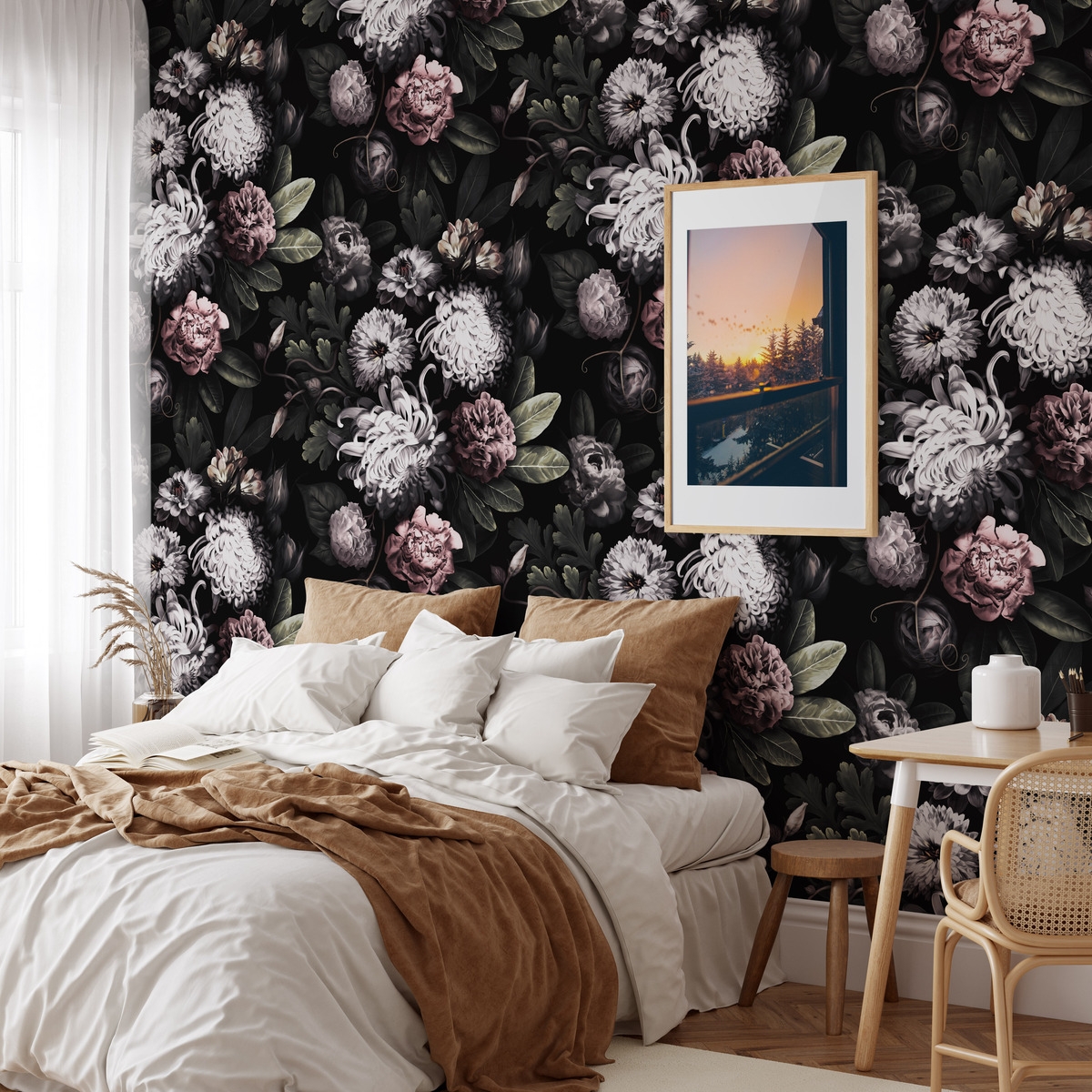 Carta da parati a fiori per camera da letto shabby chic Floreale Scura Promozione Carta da parati a fiori per camera da letto shabby chic Floreale Scura Promozione