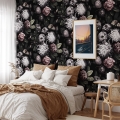Carta da parati a fiori per camera da letto shabby chic Floreale Scura Promozione