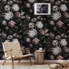 Carta da parati a fiori per camera da letto shabby chic Floreale Scura Vendita