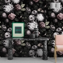 Carta da parati a fiori per camera da letto shabby chic Floreale Scura Stock