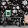 Carta da parati a fiori per camera da letto shabby chic Floreale Scura Stock