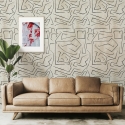 Carta da parati bianca moderna design artistico Graffiti Strisce Nere Promozione