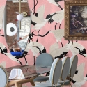 Carta da parati adesiva elegante raffinata per salotto Aironi Rosa Vendita