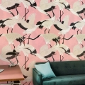 Carta da parati adesiva elegante raffinata per salotto Aironi Rosa Promozione
