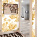 Carta da parati florale vintage artistica bianco e giallo Toile de Jouy Vendita