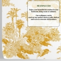 Carta da parati florale vintage artistica bianco e giallo Toile de Jouy Sconti