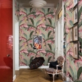 Carta da parati raffinata florale stile jungle Bosco Tropicale Rosa Promozione