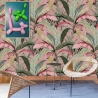 Carta da parati raffinata florale stile jungle Bosco Tropicale Rosa Saldi