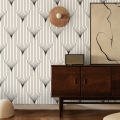 Carta da parati geometrica design vintage bianca e nera Art Déco Promozione