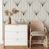 Carta da parati geometrica design vintage bianca e nera Art Déco Offerta