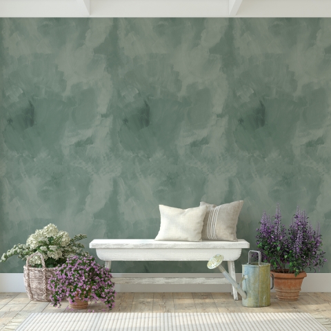 Carta da parati adesiva elegante per soggiorno Stucco Veneziano Verde Promozione