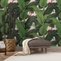 Carta da parati floreale jungle per soggiorno Foglie di Banano Rosa Catalogo
