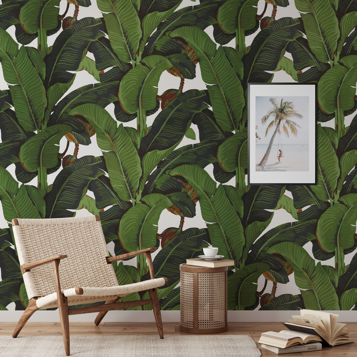Carta da parati jungle foresta per soggiorno moderno Foglie di Banano Promozione Carta da parati jungle foresta per soggiorno moderno Foglie di Banano Promozione