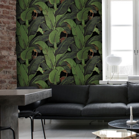 Carta adesiva da parati di design natura giungla Foglia di Banano Nero Promozione