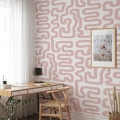 Carta da parati moderna design geometrico Astratta Bianca e Rosa Promozione