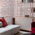 Carta da parati moderna design geometrico Astratta Bianca e Rosa Saldi