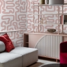 Carta da parati moderna design geometrico Astratta Bianca e Rosa Saldi