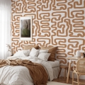 Carta da parati adesiva design geometrico Astratta Bianca e Nocciola Promozione