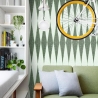 Carta da parati verde design geometrico vintage per soggiorno Chevron Promozione
