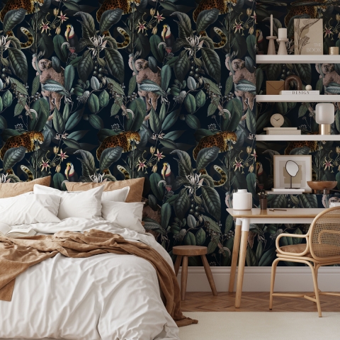 Carta da parati camera da letto floreale jungle Giungla Botanica Promozione