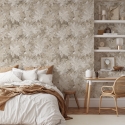 Carta da parati beige elegante floreale per camera da letto Foglie Edera Promozione