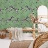 Carta da parati verde adesiva per camera da letto con animali Zebra Vendita